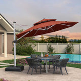 PURPLE LEAF Red Patio Umbrella with Base, Outdoor Cantilever Umbrellas