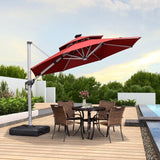 PURPLE LEAF Red Patio Umbrella with Base, Outdoor Cantilever Umbrellas