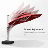 PURPLE LEAF Red Patio Umbrella with Base, Outdoor Cantilever Umbrellas