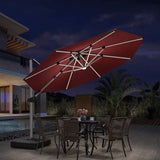 PURPLE LEAF Red Patio Umbrella with Base, Outdoor Cantilever Umbrellas