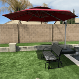 PURPLE LEAF Red Patio Umbrella with Base, Outdoor Cantilever Umbrellas