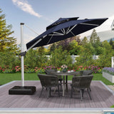 PURPLE LEAF Outdoor Patio Umbrella with Base, Garden Pool Umbrella, Navy Blue