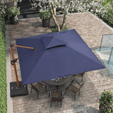 PURPLE LEAF Outdoor Patio Umbrella with Base, Garden Pool Umbrella, Navy Blue