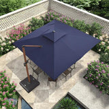 PURPLE LEAF Outdoor Patio Umbrella with Base, Garden Pool Umbrella, Navy Blue