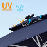 PURPLE LEAF Outdoor Patio Umbrella with Base, Garden Pool Umbrella, Navy Blue