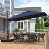 PURPLE LEAF Outdoor Patio Umbrella with Base, Garden Pool Umbrella, Navy Blue