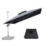 PURPLE LEAF Outdoor Patio Umbrella with Base, Cantilever Umbrellas for Garden, Grey