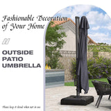 PURPLE LEAF Outdoor Patio Umbrella with Base, Cantilever Umbrellas for Garden, Grey