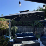PURPLE LEAF Outdoor Patio Umbrella with Base, Cantilever Umbrellas for Garden, Grey