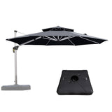 PURPLE LEAF Outdoor Patio Umbrella with Base, Cantilever Umbrellas for Garden, Grey