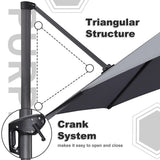 PURPLE LEAF Outdoor Patio Umbrella with Base, Cantilever Umbrellas for Garden, Grey