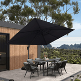 PURPLE LEAF Outdoor Patio Umbrella with Base, Cantilever Umbrellas for Garden, Grey