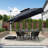 PURPLE LEAF Outdoor Patio Umbrella with Base, Cantilever Umbrellas for Garden, Grey