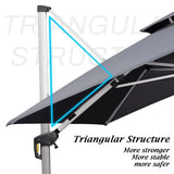 PURPLE LEAF Outdoor Patio Umbrella with Base, Cantilever Umbrellas for Garden, Grey