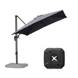 PURPLE LEAF Outdoor Patio Umbrella with Base, Cantilever Umbrellas for Garden, Grey