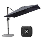 PURPLE LEAF Outdoor Patio Umbrella with Base, Cantilever Umbrellas for Garden, Grey