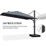 PURPLE LEAF Outdoor Patio Umbrella with Base, Cantilever Umbrellas for Garden, Grey