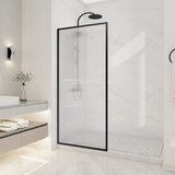 Welle 34 in. x 74 in. Framed Fixed Shower Screen Door with 5/16" (8mm) Tempered Fluted or Clear Glass