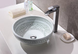 Cadence Series 16 in. Round Bathroom Vessel Sink with Stain-Resistant Non-Porous Surface in Decor White Finish Glass