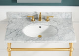 ANZZI Verona 34.5" Wall Mounted Console Sink (34" H), Scratch-Resistant Carrara White Stone Countertop, Ceramic Sink, Optional Frame Finishes