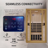 Fiji 2-Person Carbon FAR Infrared Hemlock Wooden Indoor Home Sauna Room with LED Touch Control Panel