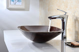 Cansa Series Deco-Glass Vessel Sink in Rich Timber