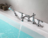 ANZZI Patriarch 5-Hole Deck Mount Tub Filler, Dual Handle Control, Integrated Hand Sprayer, Solid Brass, 1.8 GPM Flow, WaterSense Certified, Various Finishes