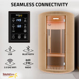 1-2-Person Round Infrared Sauna with Canadian Hemlock Wood, Infrared Heating Panels, Red Light Heater, and Glass Door