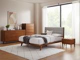 Mercury Upholstered Eastern King Platform Bed, Amber