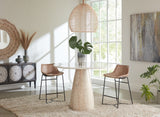Palm Springs 48" Gathering Table with White Marble and Whitewash Modern Base