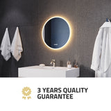 ANZZI Round LED Smart Mirror (24, 28, or 32 in. Diam.), Copper-Free, Adjustable CCT, Built-in Defogger, UL-Certified Electronics, IP44 Rated
