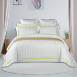 400TC Cotton Single Edge Embroidery Sateen Stripe Duvet Cover Set