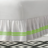 400TC Sateen Solid Cotton Triple Embroidered Gathered Bed Skirt
