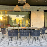 PURPLE LEAF Outdoor Dining Set All Weather Wicker Patio Dining Set with Rectangular Aluminum Table and Modern Armrest Dining Chairs for Garden Deck Backyard Kitchen