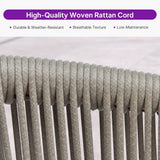 PURPLE LEAF Outdoor Dining Set All Weather Wicker Patio Dining Set with Rectangular Aluminum Table and Modern Armrest Dining Chairs for Garden Deck Backyard Kitchen
