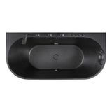 Stone Belle 67 x 32 Combination Flat Bottom Freestanding Bathtub with Center Drain in Black with Massage jets and Lights