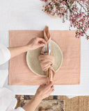 Peach linen placemat set of 2