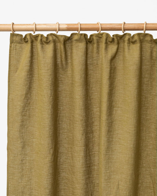 Pencil pleat linen curtain panel (1 pcs) in Olive green