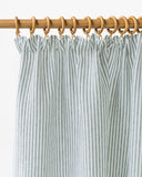 Pencil pleat linen curtain panel (1 pcs) in Striped in Forest Green