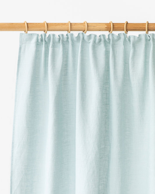 Pencil pleat linen curtain panel (1 pcs) in Dusty blue