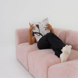 Philo Blush Pink Low Profile Modular Sectional Sofa (3-Seater+Ottoman)