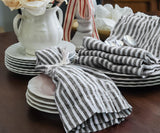 Black Pinstripe Linen Napkins - Set of 4, 8 & More