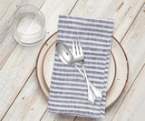 Navy Blue Pinstripe Linen Napkins - Set of 4, 8 & More