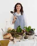 Pinafore cross-back linen apron in Blue melange