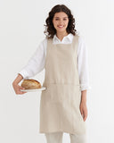 Pinafore cross-back linen apron in Natural linen