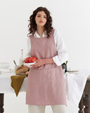Pinafore cross-back linen apron in Woodrose