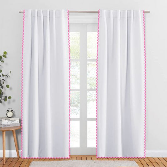 400TC Small Scallop Cotton Embroidery Curtain (Set Of 2)
