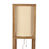 Pinnacle Shelf Floor Lamp For Bedroom/Living Room, Natural Wood with Long Shade