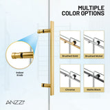 Mountain 48 in. W x 76 in. H Reversible Frameless Sliding Glass Shower Door with Soft-Close System - Multiple Finishes