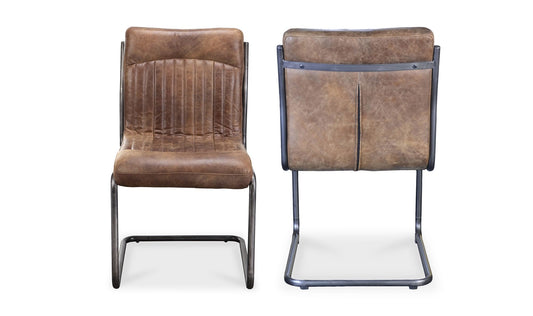 Ansel Dining Chair Grazed Brown Leather - Set Of Two